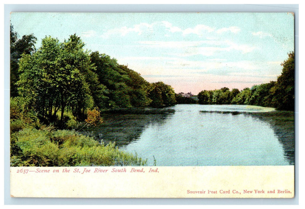 c1905 Scene on the St. Joe River, South Bend Indiana IN Unposted Postcard