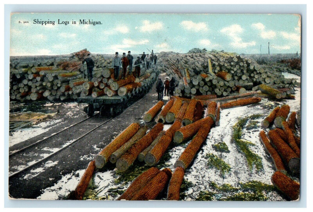 c1910's Shipping Logs In Michigan MI Unposted Antique Postcard