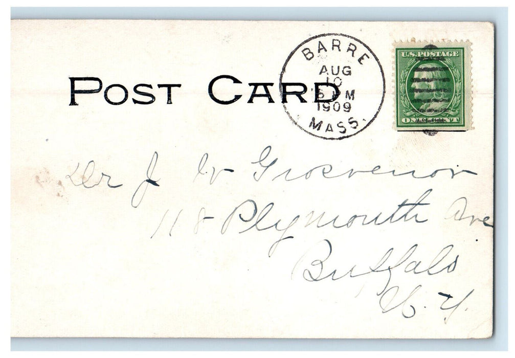 1909 Free Public Library Barre Massachusetts MA Posted Antique Postcard
