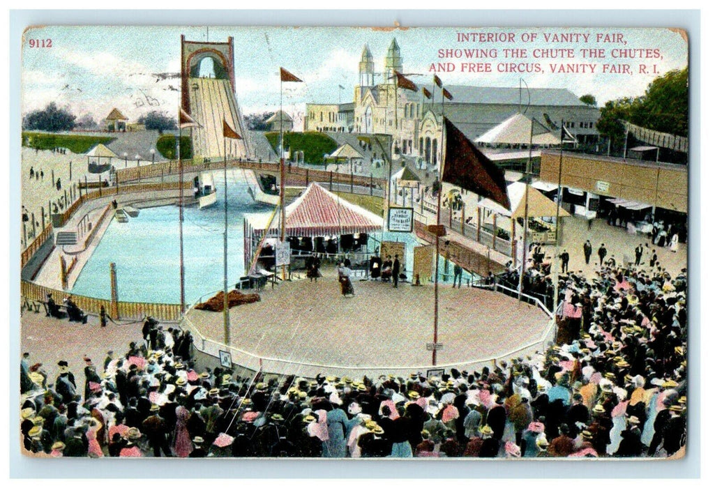 1909 Interior Vanity Fair Showing The Chute Free Circus Rhode Island RI Postcard