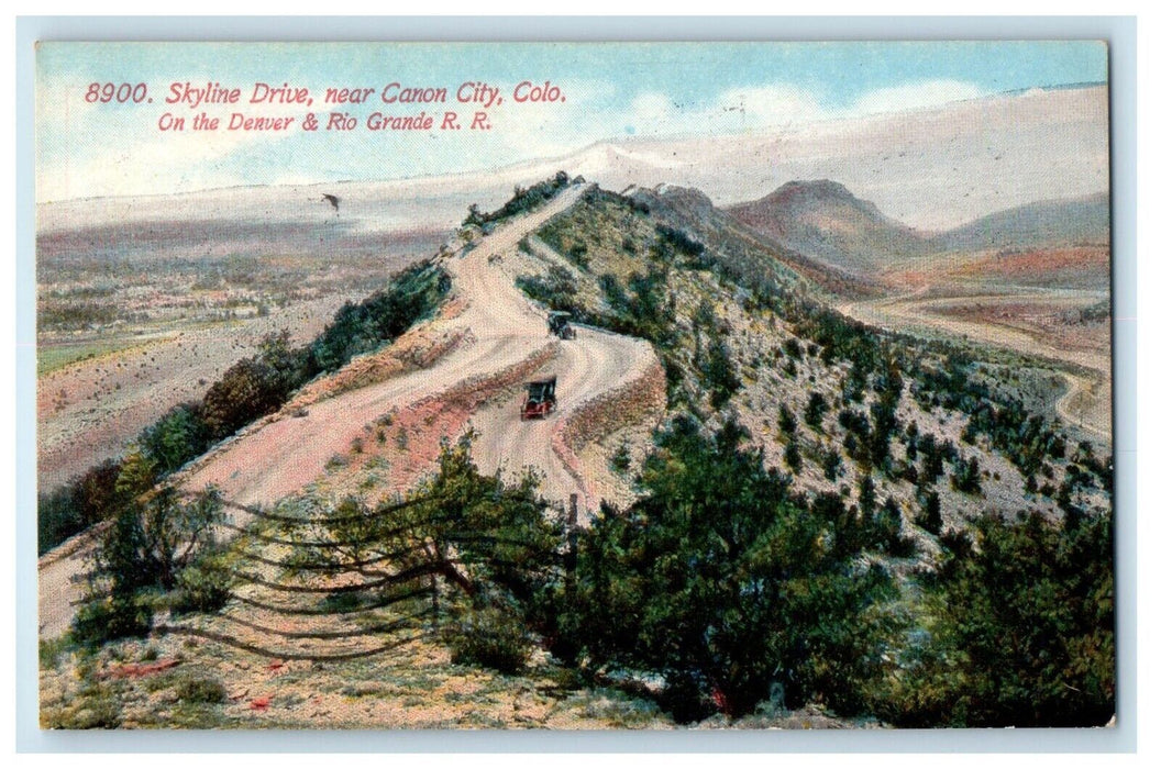 1913 Skyline Drive Canon City Colorado CO, Denver & Rio Grande Railroad Postcard