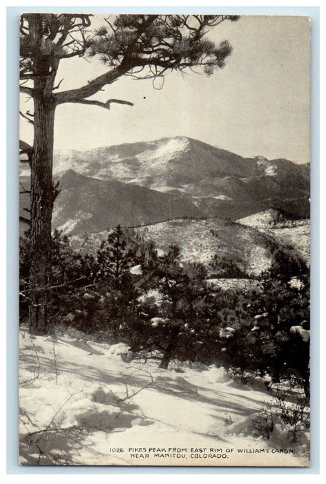 Pikes Peak From East Rim Of Williams Canon Near Manitou Colorado CO Postcard