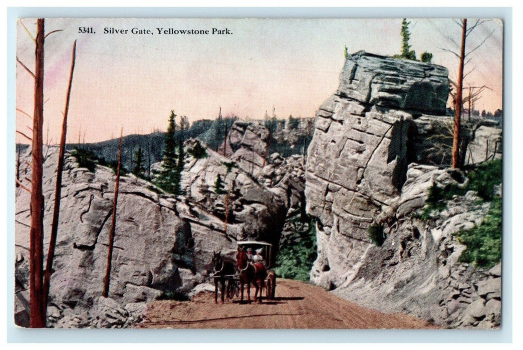 c1910's Silver Gate Horse & Buggy Yellowstone National Park Wyoming WY Postcard