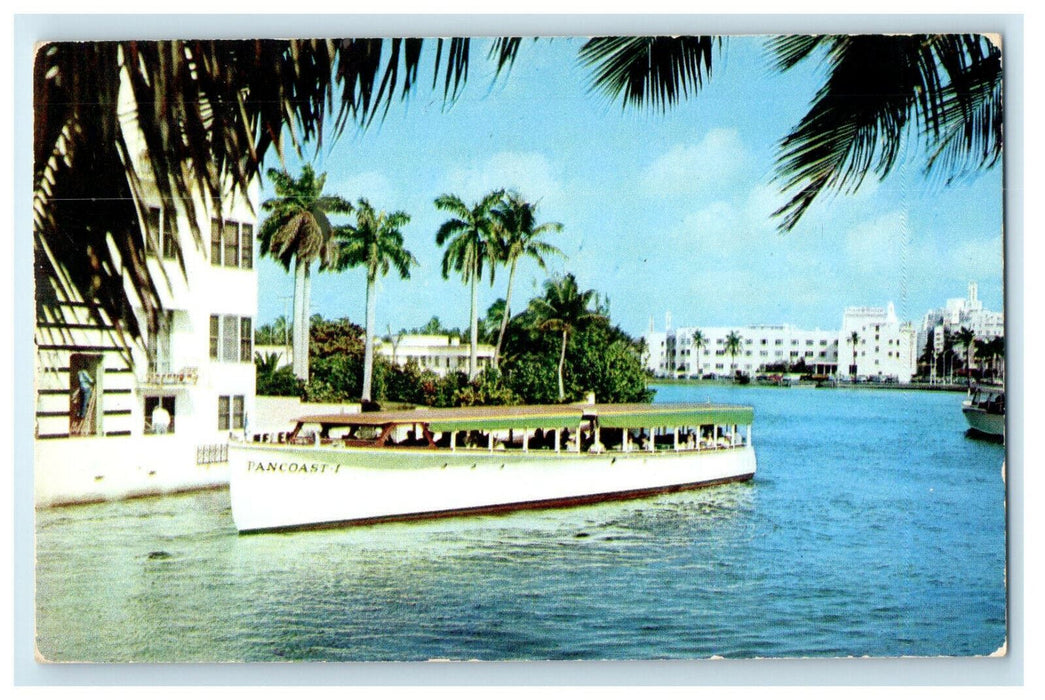 c1970 Sightseeing Boat on Lake Pancoast Miami Beach Florida FL Postcard