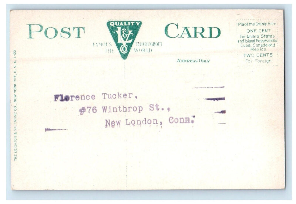 c1905 New London CT, Along The Shore Sailboat Unposted Antique Postcard