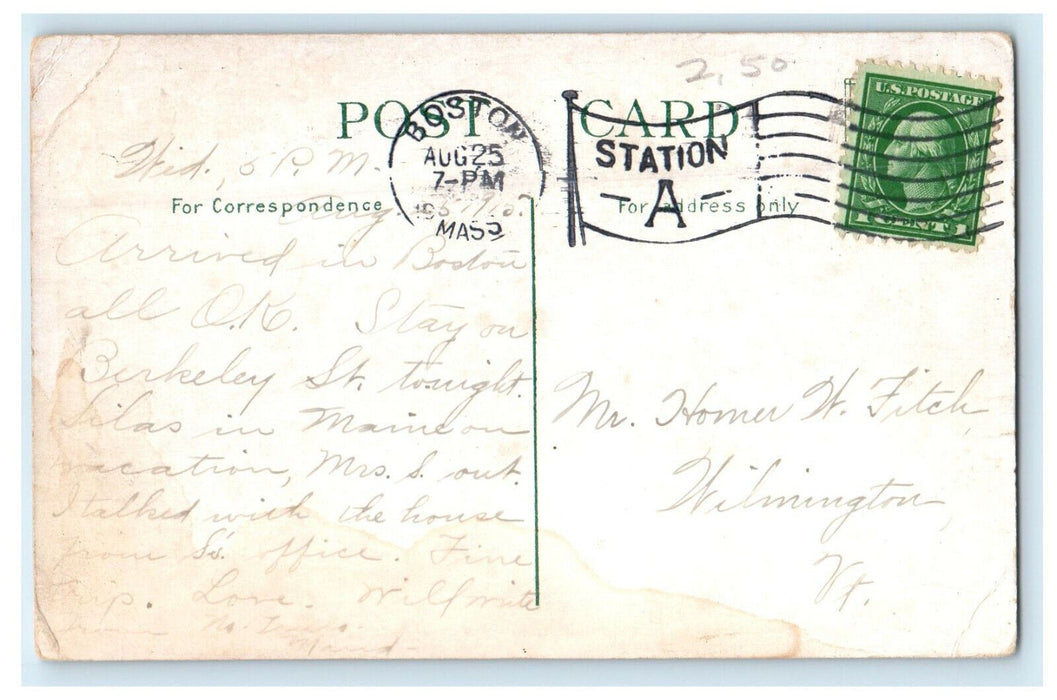 c1920s Paul Revere's Ride Boston, Massachusetts MA Posted Cancel Postcard