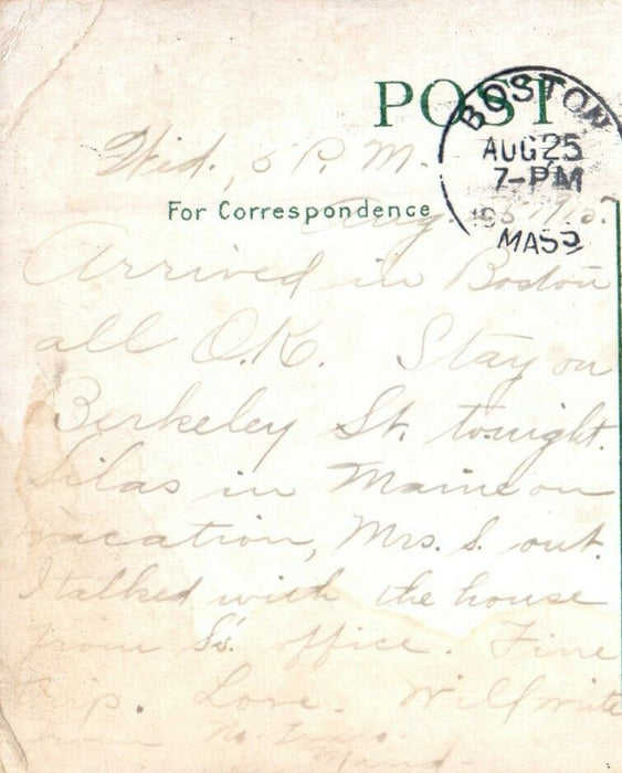 c1920s Paul Revere's Ride Boston, Massachusetts MA Posted Cancel Postcard