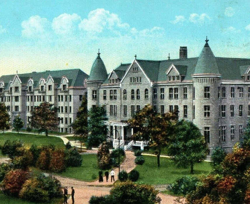 Notre Dame Indiana IN, Walsh Hall And Sorin Hall Notre Dame University Postcard