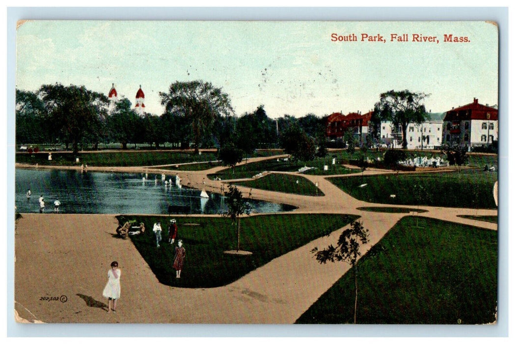 1909 View Of South Park Fall River Massachusetts MA Posted Antique Postcard