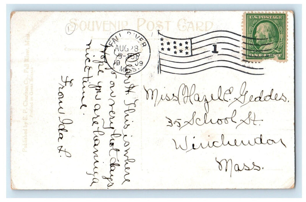 1909 View Of South Park Fall River Massachusetts MA Posted Antique Postcard