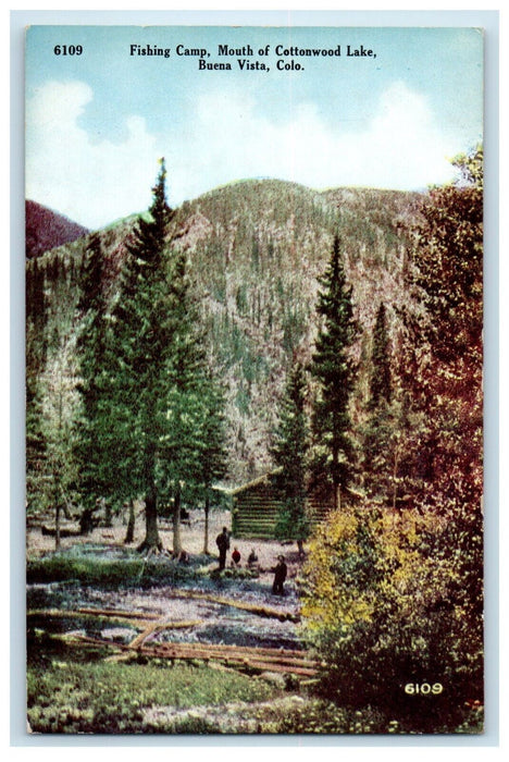 c1910's Fishing Camp Mouth Of Cottonwood Lake Buena Vista Colorado CO Postcard