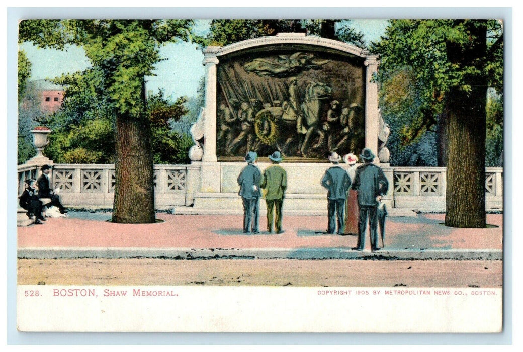 c1905 Boston Massachusetts MA, Shaw Memorial Street View Antique Postcard