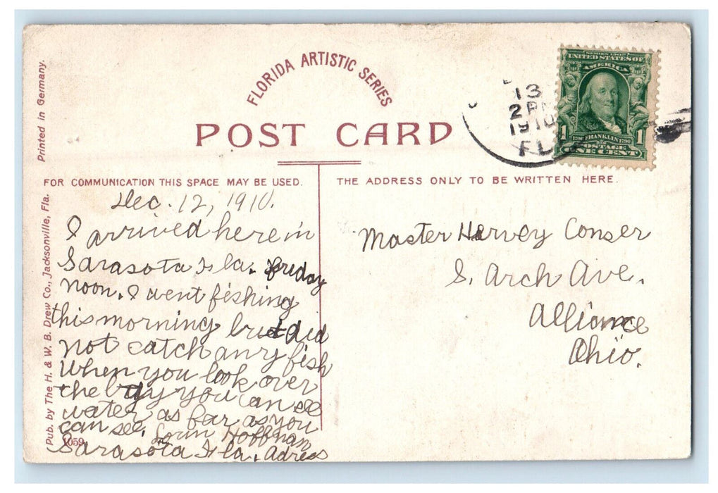 1910 Beautiful Springfield (Third Street) Jacksonville Florida FL Postcard