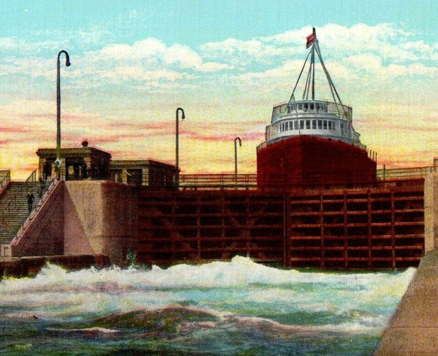 c1940's Steamer Farrell Flagship Of Pittsburgh S.S Co. Soo Michigan MI Postcard