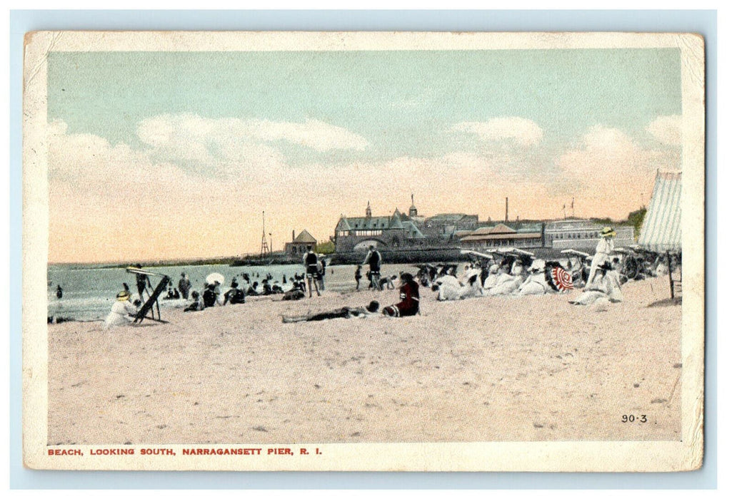 1916 Beach Looking South Narragansett Pier Rhode Island RI Posted Postcard