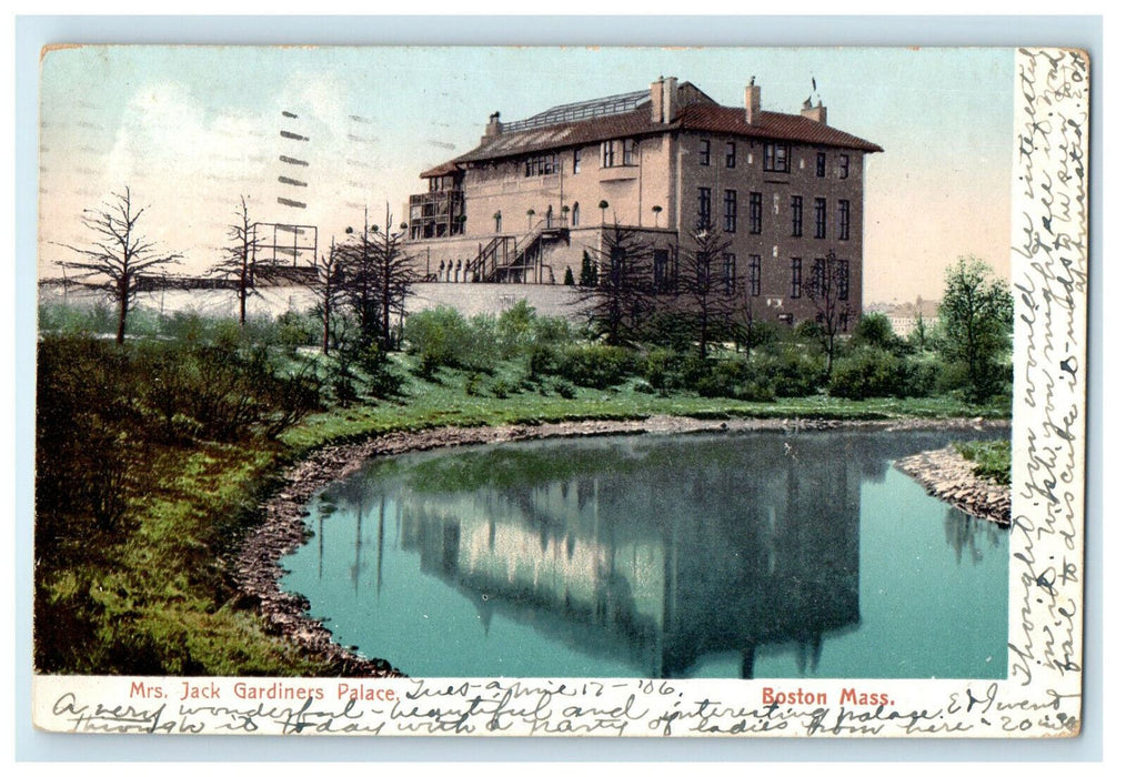 1906 Mrs Jack Gardiners Palace Boston, Massachusetts MA Posted Antique Postcard