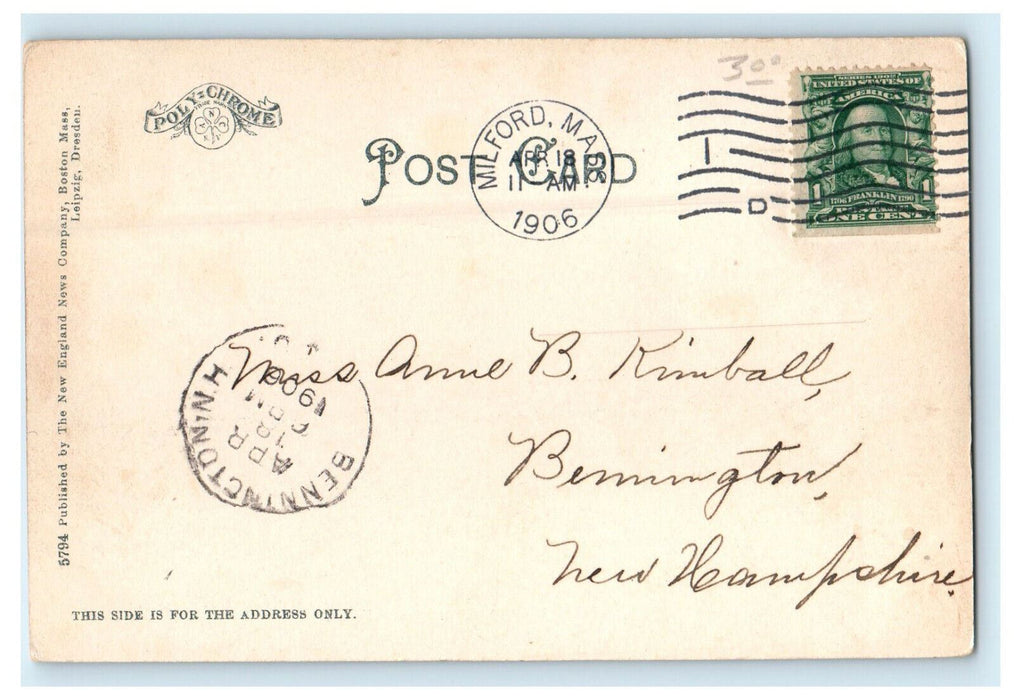 1906 Mrs Jack Gardiners Palace Boston, Massachusetts MA Posted Antique Postcard