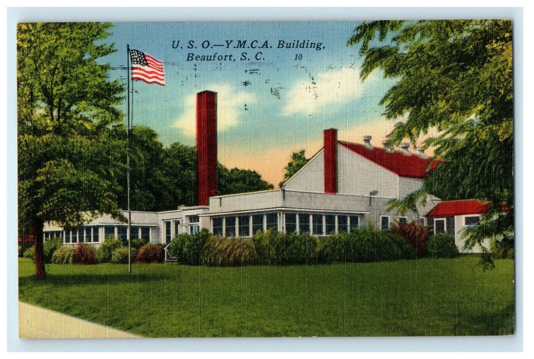 1958 U.S.O Y.M.C.A Building Beaufort South Carolina SC Posted Vintage Postcard