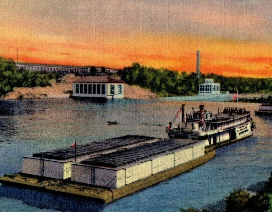 Barge Fleet Locks Mississippi River Ford Plant Minneapolis Minnesota MN Postcard