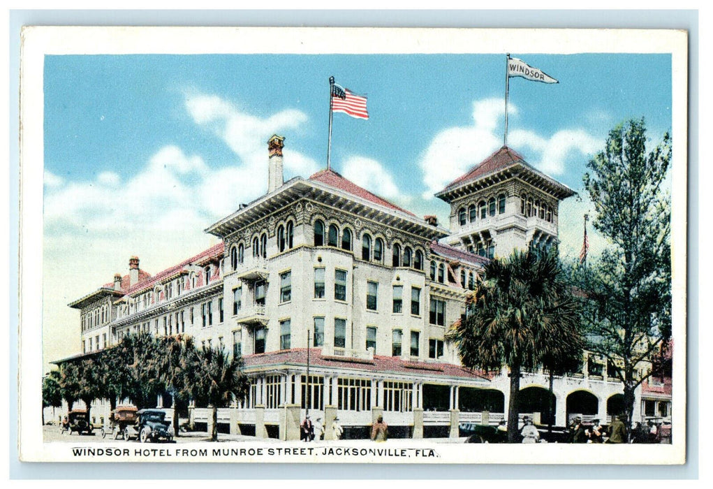 c1920s Windsor Hotel from Munroe Street, Jacksonville, Florida FL Postcard
