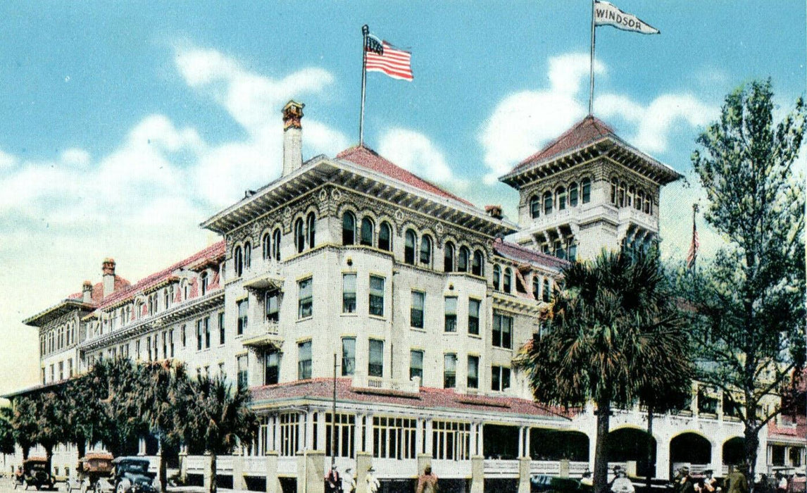 c1920s Windsor Hotel from Munroe Street, Jacksonville, Florida FL Postcard