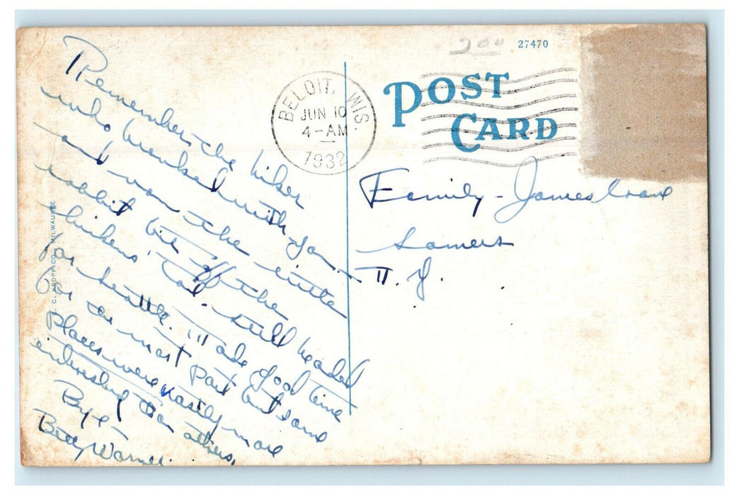 1932 College Campus, Beloit College, Beloit Wisconsin WI Posted Vintage Postcard