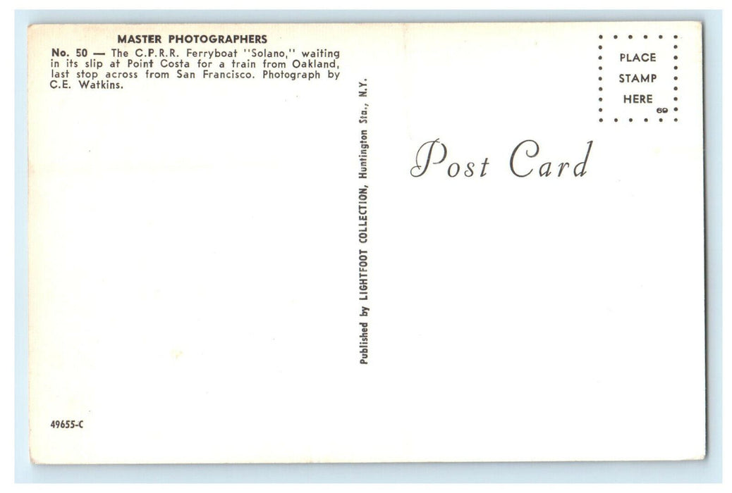 c1960 Master Photographers The CPRR Ferryboat "Solano" Postcard