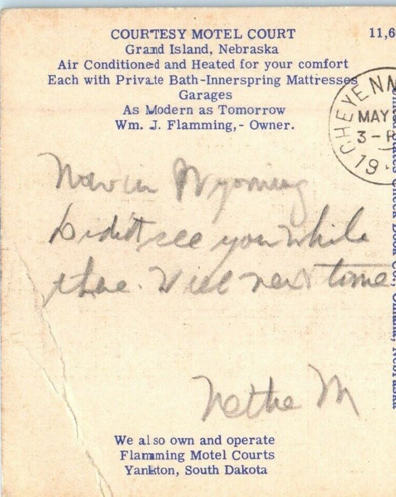 c1940's Courtesy Motel Court Street View Grand Island Nebraska NE Postcard