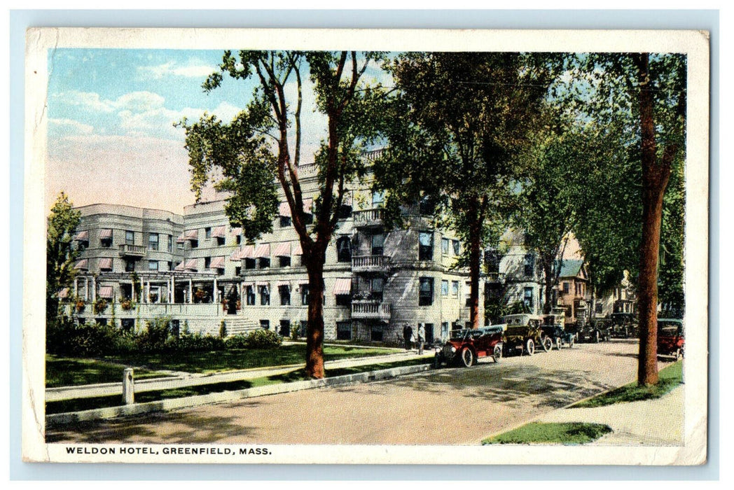 1916 Weldon Hotel, Greenfield, Massachusetts MA Posted Antique Postcard