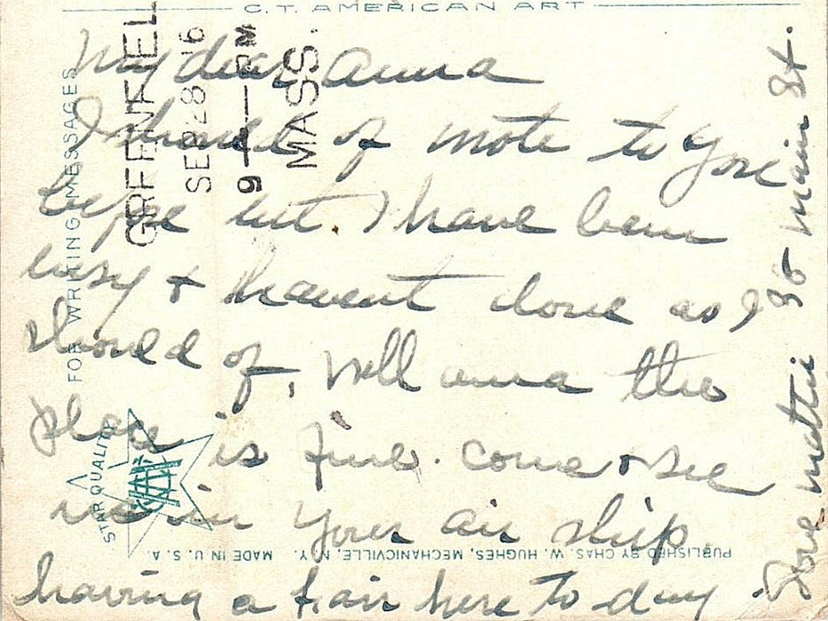1916 Weldon Hotel, Greenfield, Massachusetts MA Posted Antique Postcard