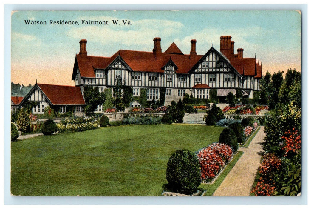 c1910s Watson Residence, Fairmont, West Virginia WV Posted Antique Postcard