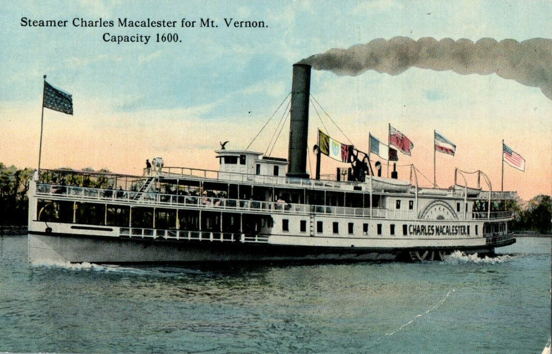 c1910s Streamer Charles Macalester Capacity 1600, Mt Vernon Virginia VA Postcard