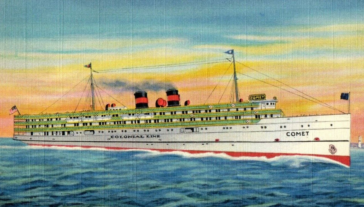 Colonial Navigation Co. Steamer Ship Comet Between NY To New England Postcard