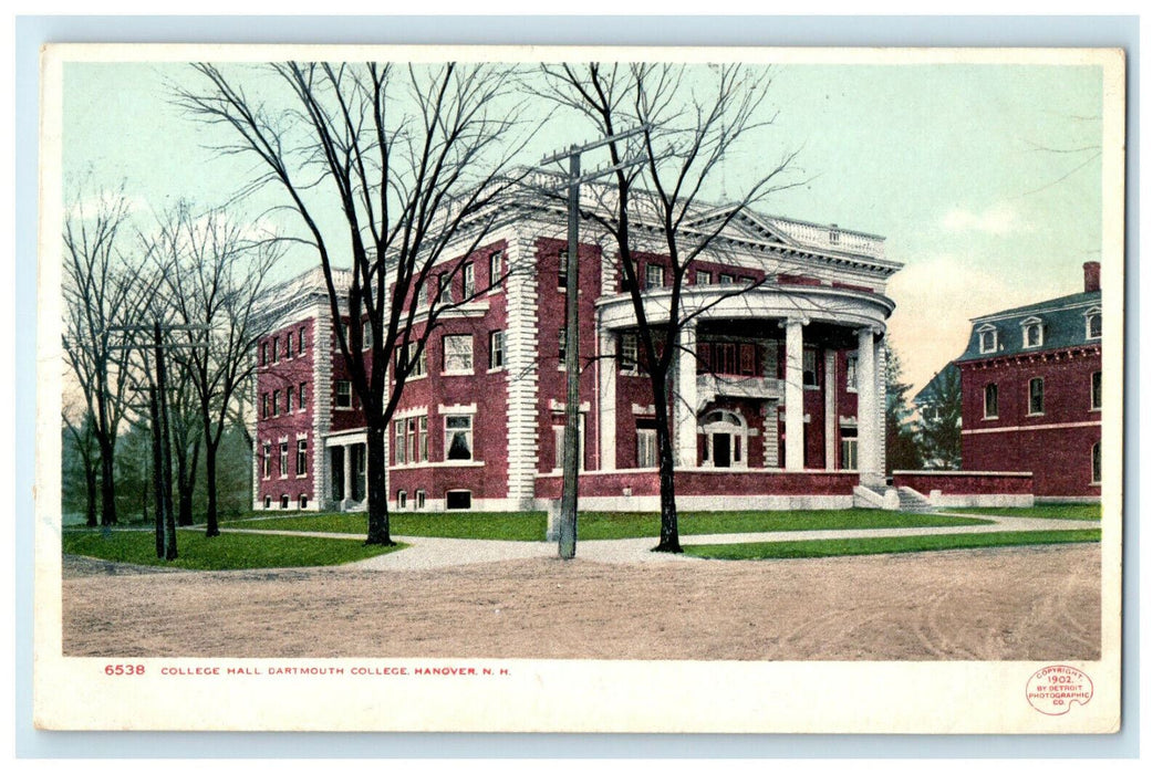 c1905s College Hall, Dartmouth College, Hanover New Hampshire NH Postcard