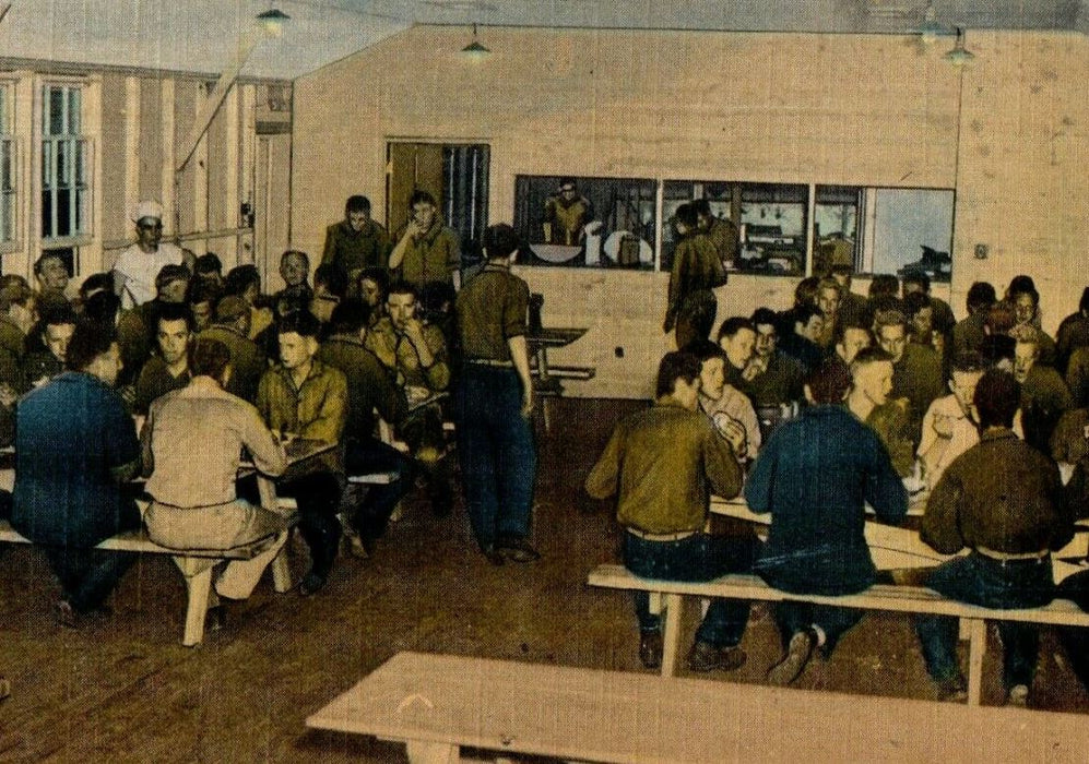 c1940's At Mess Camp Livingston Louisiana LA, Army Military Camp WWII Postcard