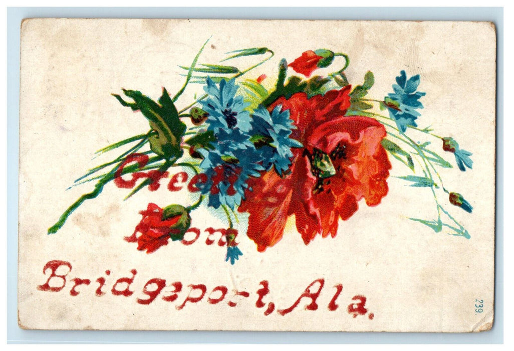 1907 Greetings from Bridgeport Alabama AL Antique Rossville GA RPO Postcard