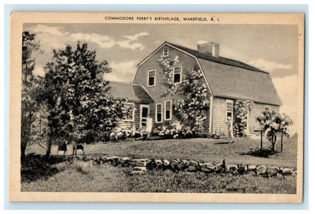 c1920s Commodore Perry's Birthplace, Wakefield Rhode Island RI Unposted Postcard