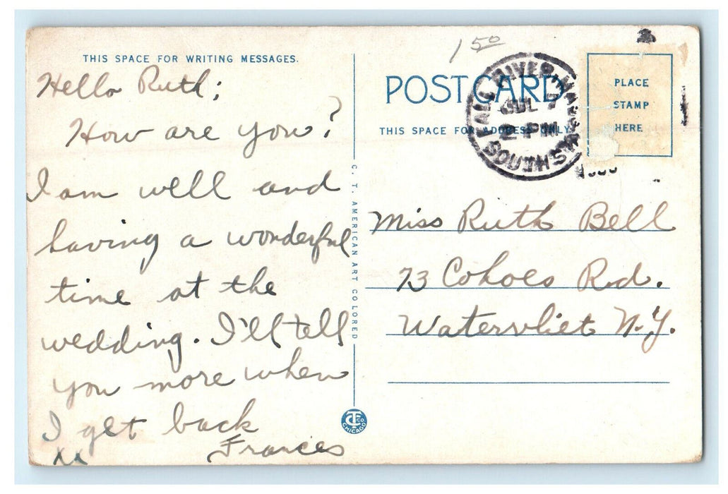c1920s St. Matthews Church, Fall River, Massachusetts MA Posted Postcard