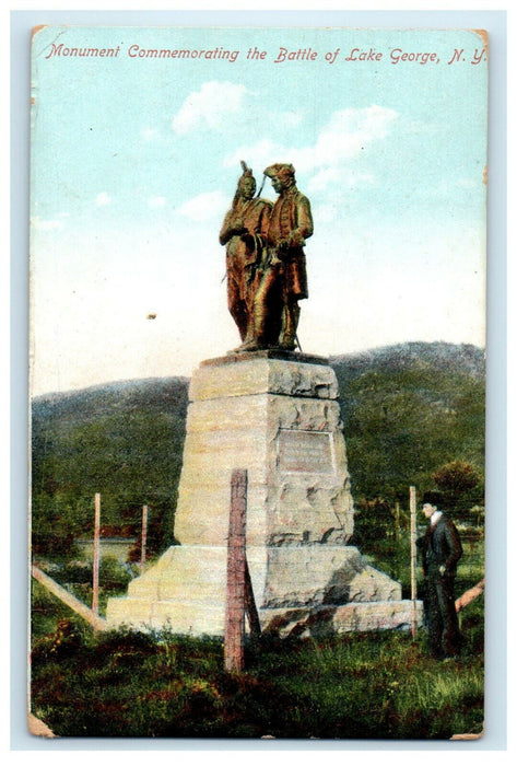 1912 Monument Commemorating The Battle of Lake George New York NY Postcard