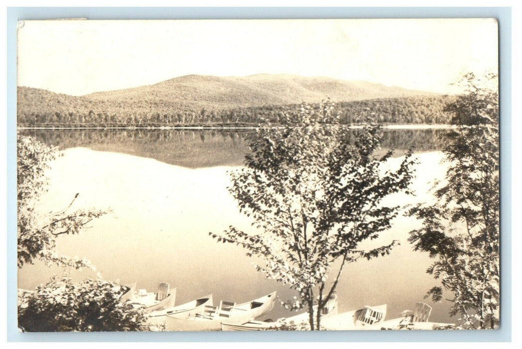 1937 Kennebago Lake From Grant's Camps Maine ME Boats Posted RPPC Photo Postcard