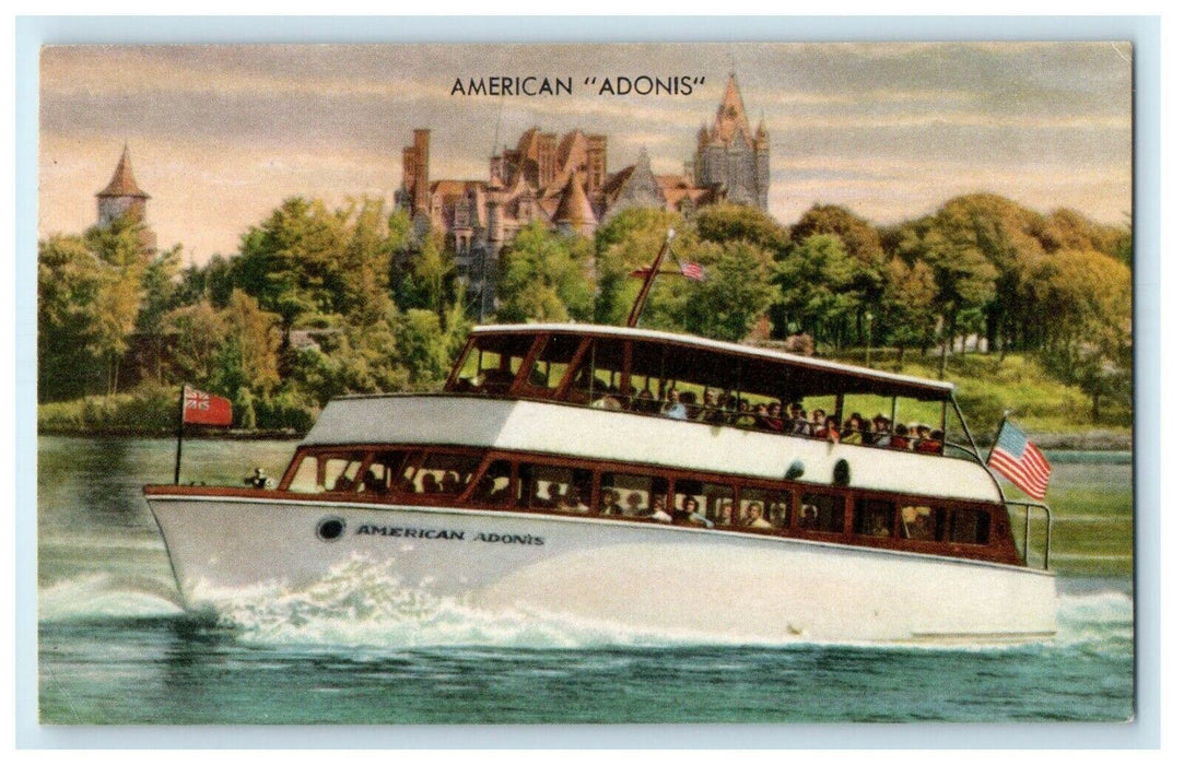 American Adonis Boat Tour Boldt Castle Gananoque Canada To Clayton NY Postcard