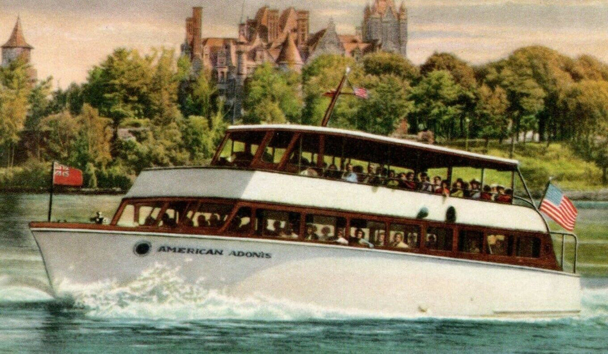 American Adonis Boat Tour Boldt Castle Gananoque Canada To Clayton NY Postcard