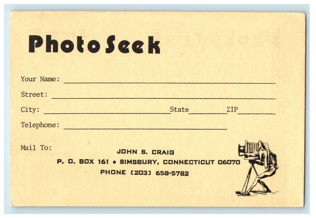 c1950’s PhotoSeek Advertising Simsbury Connecticut CT Vintage Postcard