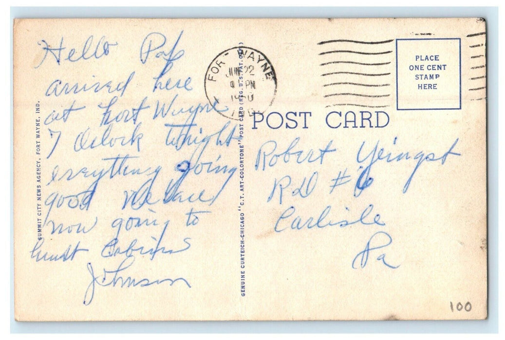 1950 Young Men's Christian Assn Street View Car Fort Wayne Indiana IN Postcard