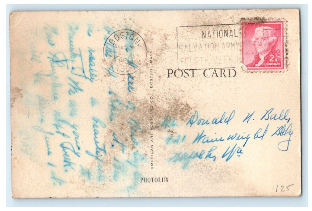 1956 Harvard University Boat House Dorm From Charles River Cambridge MA Postcard