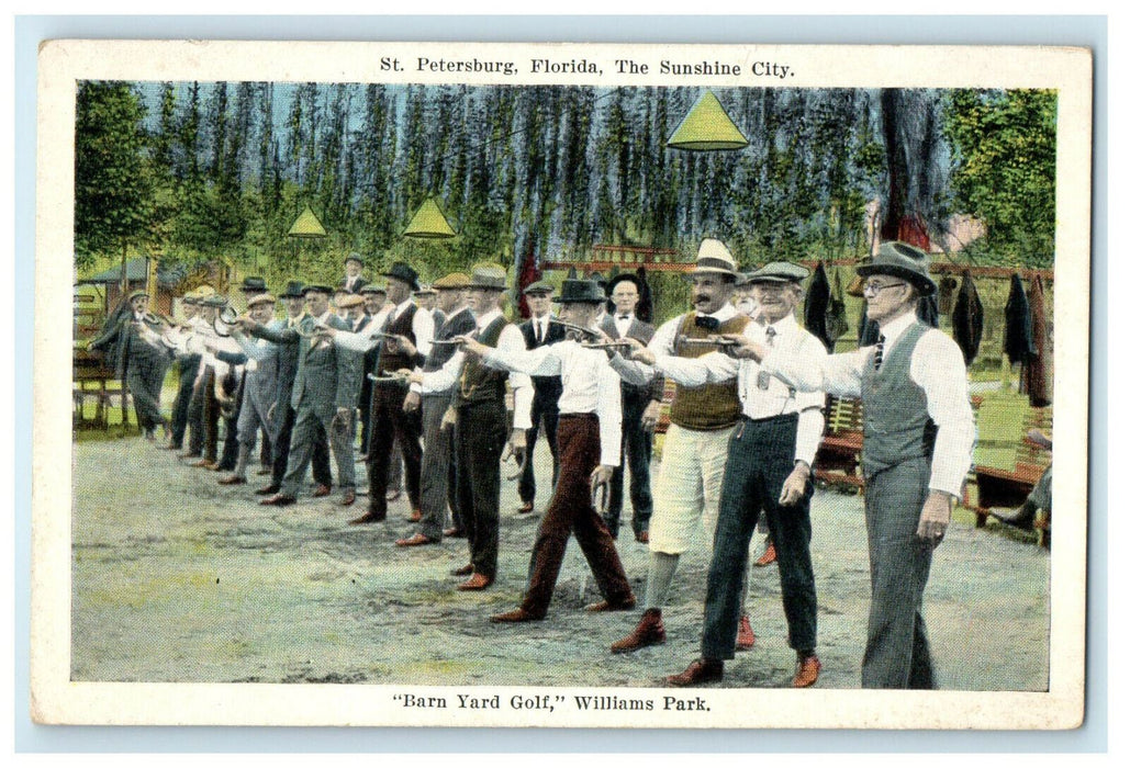 c1920s Barn Yard Golf, Williams Park, St. Petersburg Florida FL Postcard