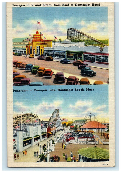 1948 Panorama of Paragon Park, Nantasket Beach Massachusetts MA Postcard