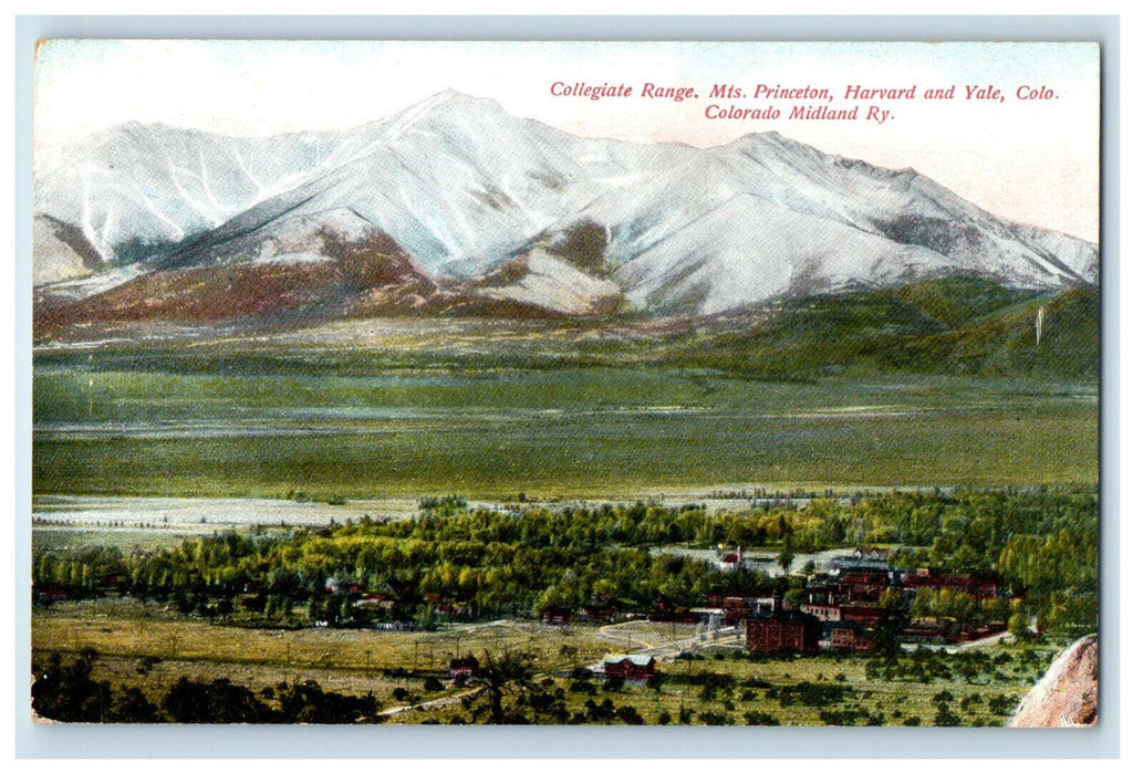 c1910 Collegiate Range, Mts. Princeton Harvard and Yale Colorado CO Postcard