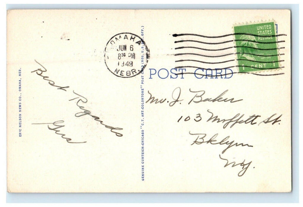 1949 Club House Fontenelle Park Omaha Nebraska NE Vintage Postcard