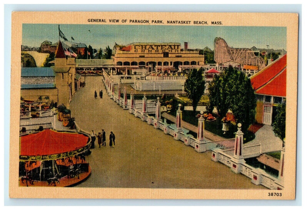 1950 General View Of Paragon Park Nantasket Beach Massachusetts MA Postcard
